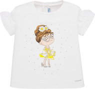 MAYORAL girls short sleeve T-shirt - white with doll - 92 cm - Baby T-shirt