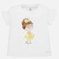 MAYORAL girls short sleeve T-shirt - white with doll - Baby T-shirt