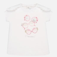 MAYORAL girls short sleeve t-shirt - white with pink glasses - Baby T-shirt