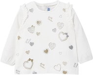 MAYORAL girls t-shirt DR cream - gold and silver hearts - 86 cm - Baby T-shirt