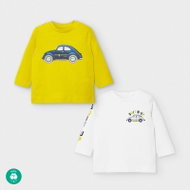 MAYORAL boys set of yellow/white T-shirts with cars - Baby T-shirt