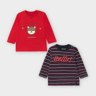MAYORAL boys t-shirt set 2pcs stripes and dog red - Baby T-shirt