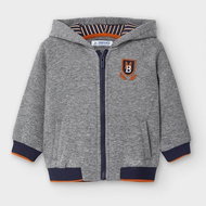 MAYORAL boys hoodie with hood coat of arms grey melange - 92 cm - Baby Sweatshirt
