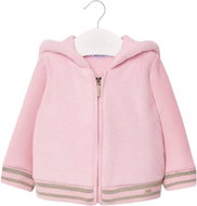 MAYORAL girls pink hoodie with hood, waist and sleeves decorated with silver stripe - 92 cm - Baby Sweatshirt