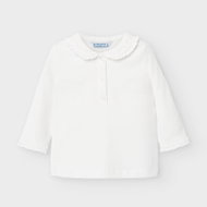 MAYORAL girls polo shirt DR with collar and embroidery - cream - Baby Shirt
