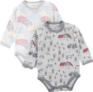Fixoni children's set 2pcs body farm, waves grey, yellow - 62 cm - Bodysuit for Babies