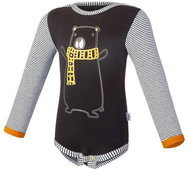 Little Angel Body skid DR stripe Outlast® - black bear/stripe white/black size 86 - Bodysuit for Babies