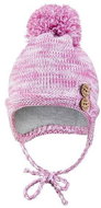 Little Angel Čepice pletená zavazovací bambule a knoflíky Outlast ® - šeřík melír vel. 1, 36-38 cm - Čepice pro miminko