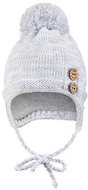 Little Angel Čepice pletená zavazovací bambule a knoflíky Outlast ® sv.šedá melír vel. 1, 36-38 cm - Čepice pro miminko
