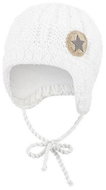 Little Angel Čepice pletená zavazovací sloupky Outlast ® - bílá vel. 3, 42-44 cm - Čepice pro miminko