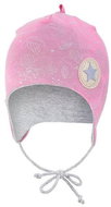 Little Angel Čepice podšitá zavazovací Outlast® - růžová lesk/šedý melír vel. 1, 36-38 cm - Čepice pro miminko