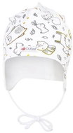 Little Angel Čepice podšitá zavazovací BIO Outlast® - bílá zvířátka/bílá vel. 1, 36-38 cm - Čepice pro miminko
