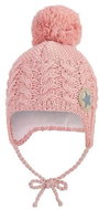 Little Angel Čepice pletená zavazovací copánky LA Outlast ® - pudrová vel. 5, 49-53 cm - Čepice pro miminko