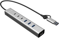 i-tec USB-C/USB-A Metal HUB 6 port (3x USB-C, 3x USB-A), LAN, Power Delivery 85W - Docking Station