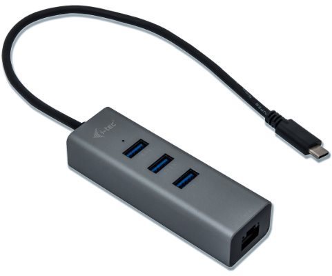 I-TEC USB-C Metal HUB, 3 port + GLAN