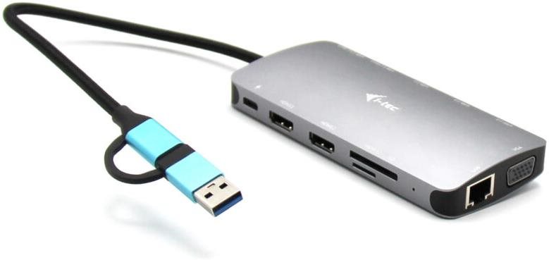 i-tec USB 3.0 USB-C/TB3 3x Display Metal Nano Dock with LAN, PD 100 W
