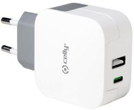 CELLY s konektorom USB a USB-C biela - Nabíjačka do siete