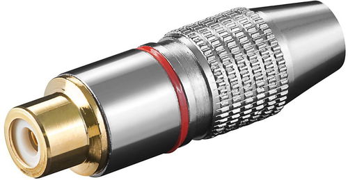 OEM Cinch Stecker (F) für Kabel, roter Streifen, vergoldet - Steckverbinder - Hauptbild