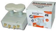 Konvertor LNB Mascom Monoblock Quad MCM4QS01HD Gold 4.3° - Konvertor