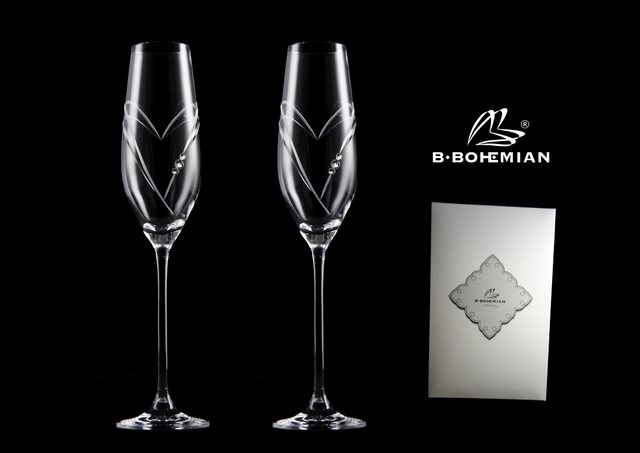 B.BOHEMIAN Esküvői pezsgőspohár 210 ml HEARTS 2 db