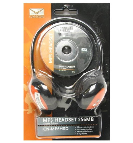 Canyon CN-MP6HSD, 256 MB, MP3 přehrávač ve sluchátkách - MP3 Player - Main image