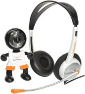 Webcamera Canyon + headphones with microphone, orange-silver, (Chat pack 8), senzor 1,3Mpix, USB2.0 - Webcam