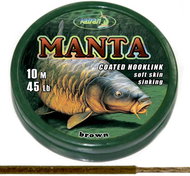 Katran Coated Braided Hook Link Manta, 45lb, 20.5kg, 10m, Brown - Line