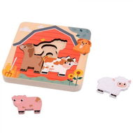 Jouéco Dřevěné vícevrstvé puzzle Farma 7 ks 18m+ - Dřevěné puzzle