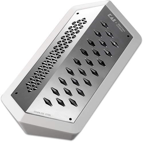 KAI JANUS Reversible grater with container, stainless steel/plastic, white - Grater - Main image
