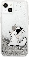 Karl Lagerfeld Liquid Glitter Choupette Eat Hülle für Apple iPhone 13 Silber - Handyhülle