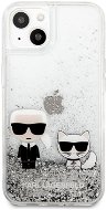 Karl Lagerfeld Liquid Glitter Karl and Choupette Hülle für Apple iPhone 13 Silber - Handyhülle