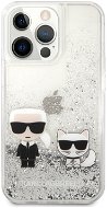 Karl Lagerfeld Liquid Glitter Karl and Choupette Hülle für Apple iPhone 13 Pro Max Silber - Handyhülle