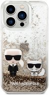 Karl Lagerfeld Liquid Glitter Karl and Choupette Back Cover für iPhone 14 Pro Gold - Handyhülle
