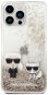 Karl Lagerfeld Liquid Glitter Karl and Choupette Back Cover for iPhone 14 Pro Max Gold - Phone Cover