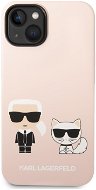 Karl Lagerfeld and Choupette Liquid Silicone Zadný Kryt pre iPhone 14 Pink - Kryt na mobil