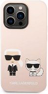 Karl Lagerfeld and Choupette Liquid Silicone Zadní Kryt pro iPhone 14 Pro Pink - Phone Cover