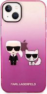 Karl Lagerfeld Gradient Karl and Choupette Back Cover für iPhone 14 Plus Pink - Handyhülle