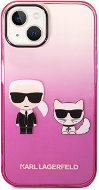 Karl Lagerfeld Gradient Karl and Choupette Back Cover for iPhone 14 Pink - Phone Cover