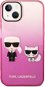 Karl Lagerfeld Gradient Karl and Choupette Back Cover für iPhone 14 Pink - Handyhülle