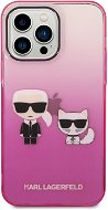 Karl Lagerfeld Gradient Karl and Choupette Back Cover for iPhone 14 Pro Max Pink - Phone Cover