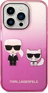 Karl Lagerfeld Gradient Karl and Choupette Back Cover for iPhone 14 Pro Pink - Phone Cover