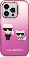 Karl Lagerfeld Gradient Karl and Choupette Back Cover for iPhone 14 Pro Pink - Phone Cover
