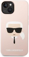 Karl Lagerfeld Liquid Silicone Karl Head Zadný Kryt pre iPhone 14 Pink - Kryt na mobil