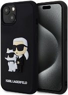 Karl Lagerfeld 3D Rubber Karl and Choupette Zadný Kryt na iPhone 15 Black - Kryt na mobil