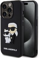 Karl Lagerfeld 3D Rubber Karl and Choupette Zadný Kryt na iPhone 15 Pro Black - Kryt na mobil