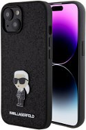 Karl Lagerfeld Fixed Glitter Metal Ikonik Zadný Kryt na iPhone 15 Black - Kryt na mobil