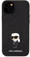 Karl Lagerfeld Fixed Glitter Metal Ikonik Zadný Kryt na iPhone 15 Plus Black - Kryt na mobil