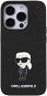 Karl Lagerfeld Fixed Glitter Metal Ikonik Cover für iPhone 15 Pro Schwarz - Handyhülle