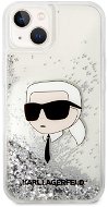 Karl Lagerfeld Liquid Glitter Karl and Choupette Head Zadní Kryt pro iPhone 15 Plus Silver - Phone Cover