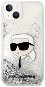 Karl Lagerfeld Liquid Glitter Karl and Choupette Head Back Cover für iPhone 15 Plus Silber - Handyhülle